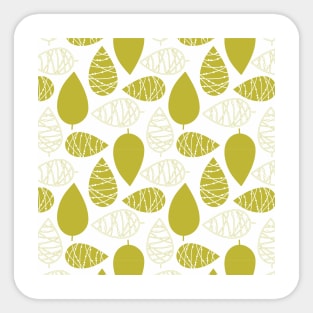 Green doodle leaves on a white background. Sticker